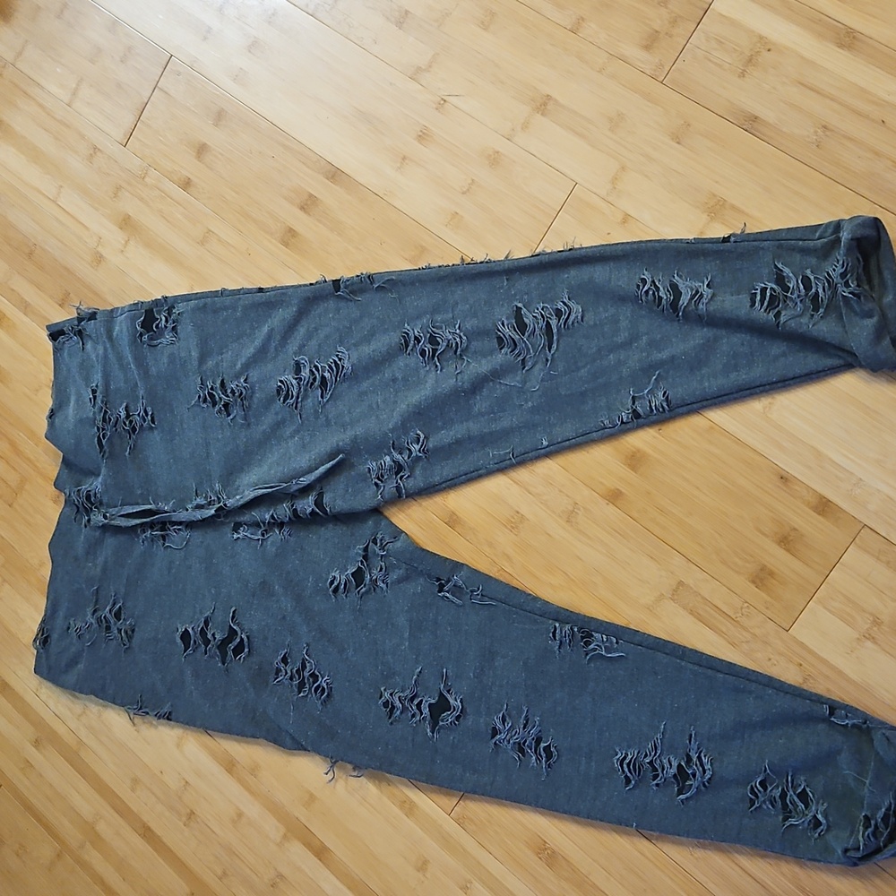 Distressed Gray Women's Pants Yoga Leggings